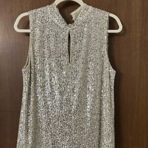Calvin Klein Silver Sequin Blouse